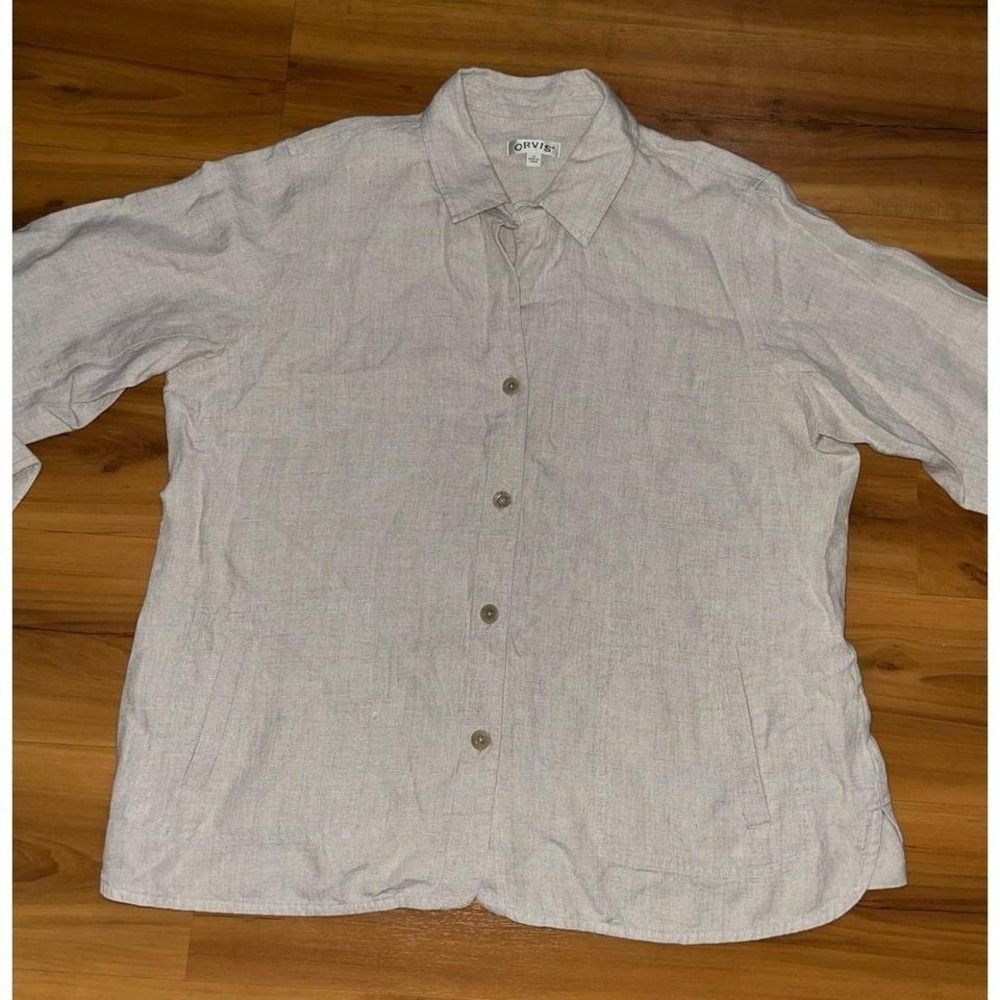 Womens Orvis 100% Linen Button Down Pocket Shirt Jacket Shacket - Picture 4 of 6
